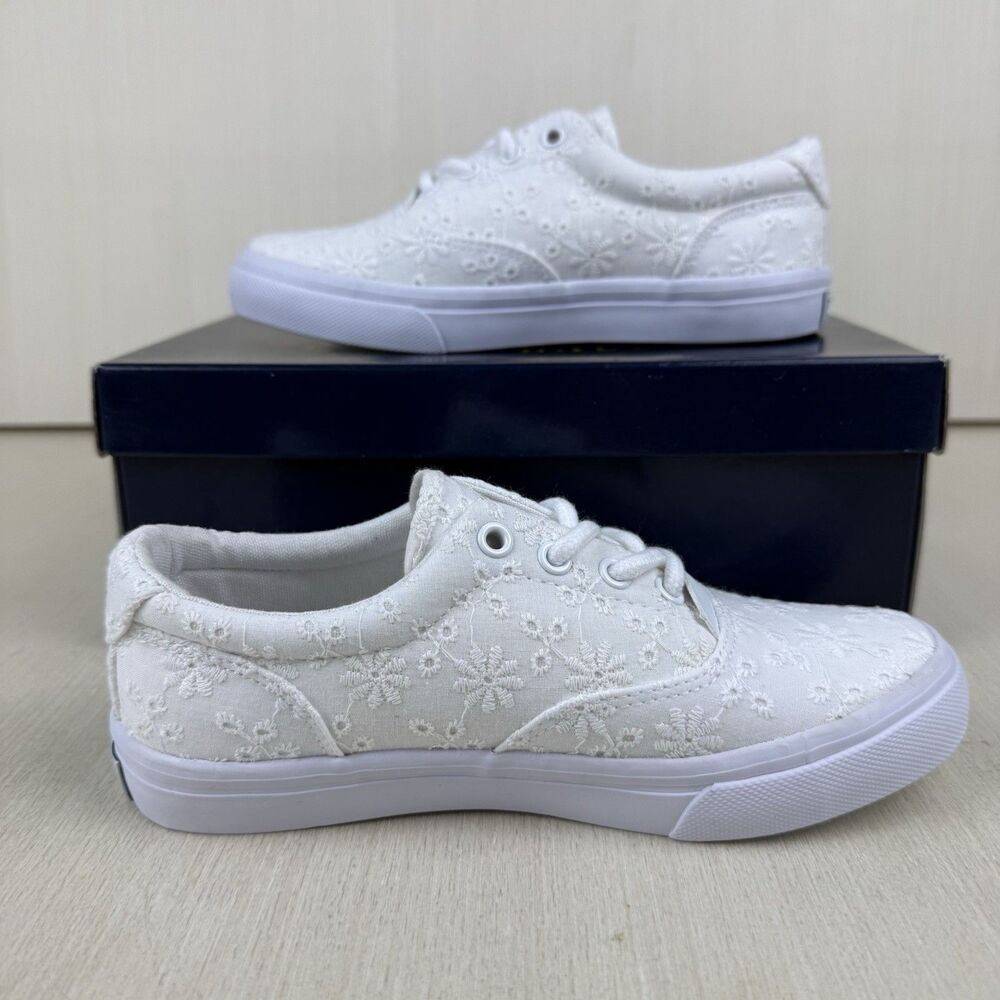 Polo Ralph Lauren White Thornton Shoes Children Girls Size 1 Lace Sneakers - Picture 2 of 9